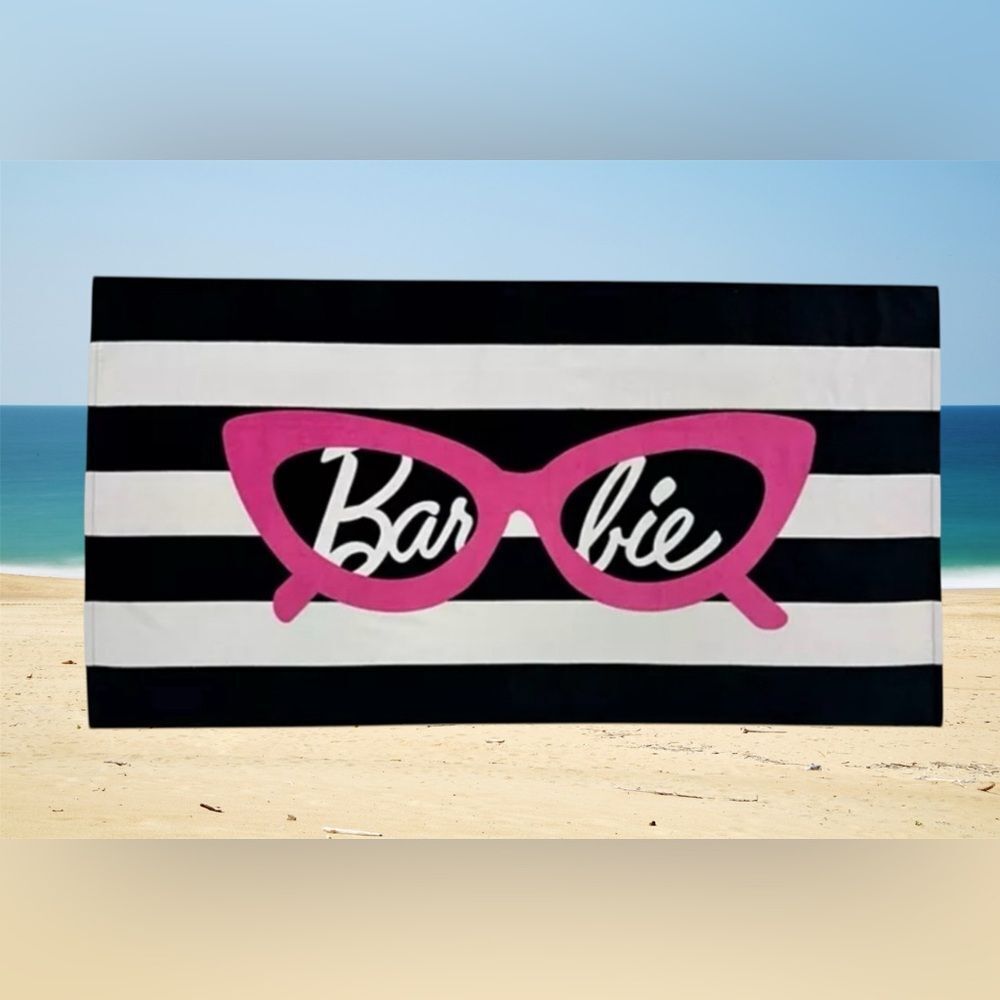 Barbie Black and White Stripe Beach Towel